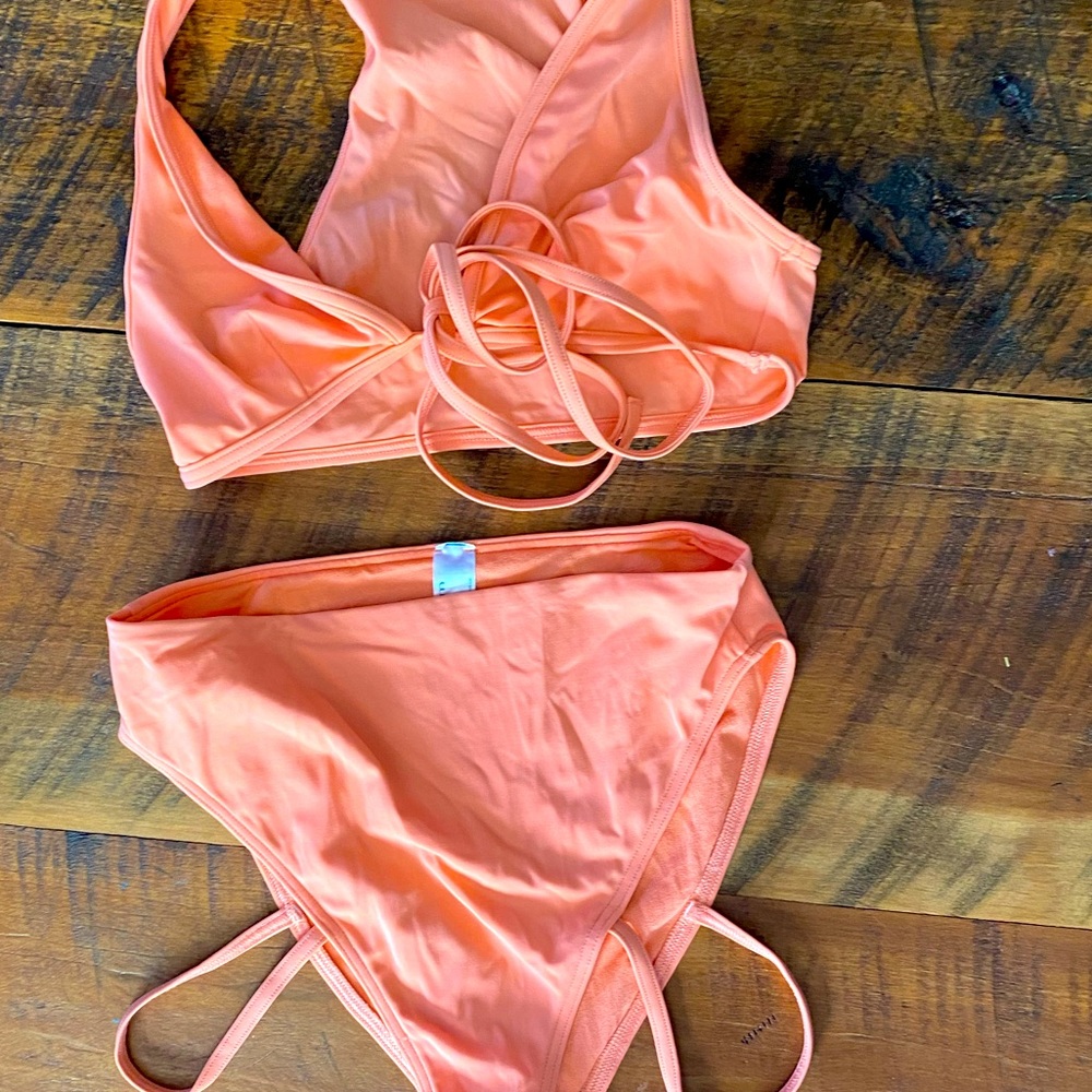 High Waist Coral Bikini ASOS Size M